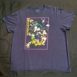 My Hero Acadamia Anime Blue Graphic T-Shirt Men Size XL (46-48)